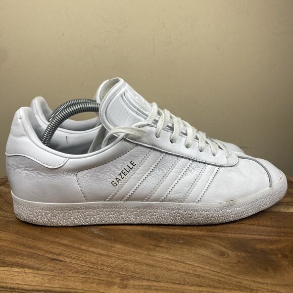 Adidas Originals Gazelle Size Mens Triple White Size 10.5 Leather Trainers